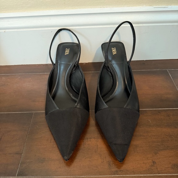 Zara Slingback Heels Black Gold - Picture 3 of 10